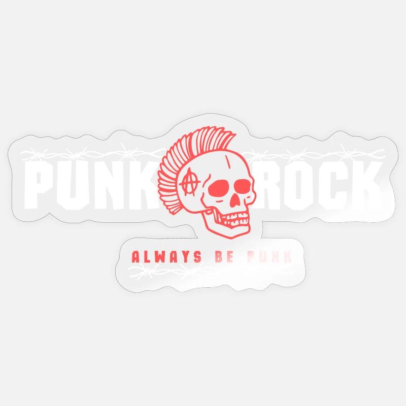 Punk Skull mit rotem Mohawk - Sticker Größe S (10 x 10 cm) - Transparent glänzend