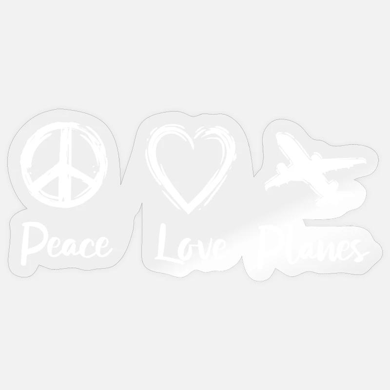 Peace Love Planes - Sticker size S (10 x 10 cm) - transparent glossy