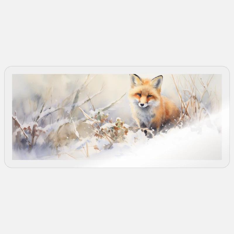 Fuchs Landschaft Schnee Sticker Größe S (10 x 10 cm)