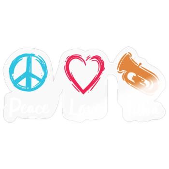 Frieden Liebe Tuba - Sticker Größe S (10 x 10 cm) - Transparent glänzend - Vorne