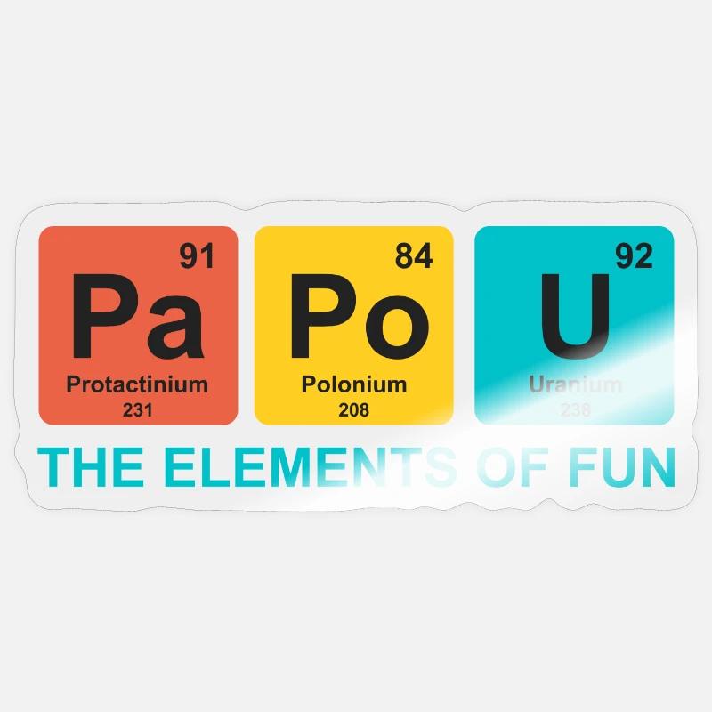 papou elements science cadeau papa drole - Sticker taille S (10 x 10 cm) - brillant transparent