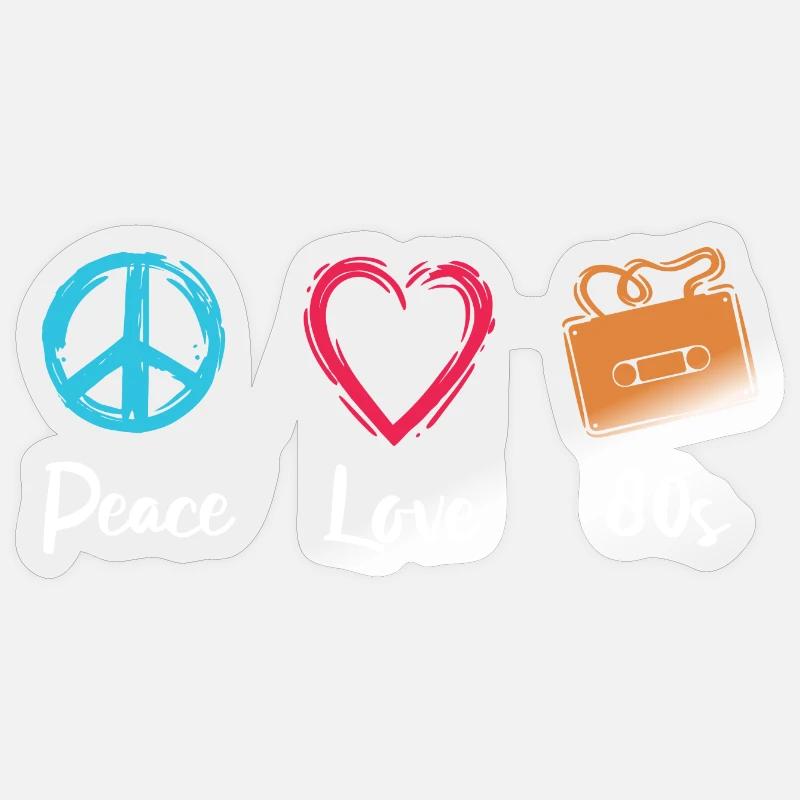 Peace Love 80s - Sticker Größe S (10 x 10 cm) - Transparent glänzend