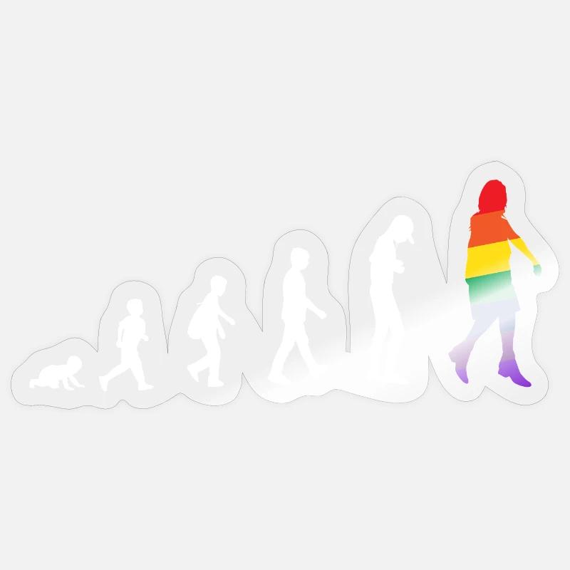 Évolution du bébé à transgenre / gay - Sticker taille S (10 x 10 cm) - brillant transparent