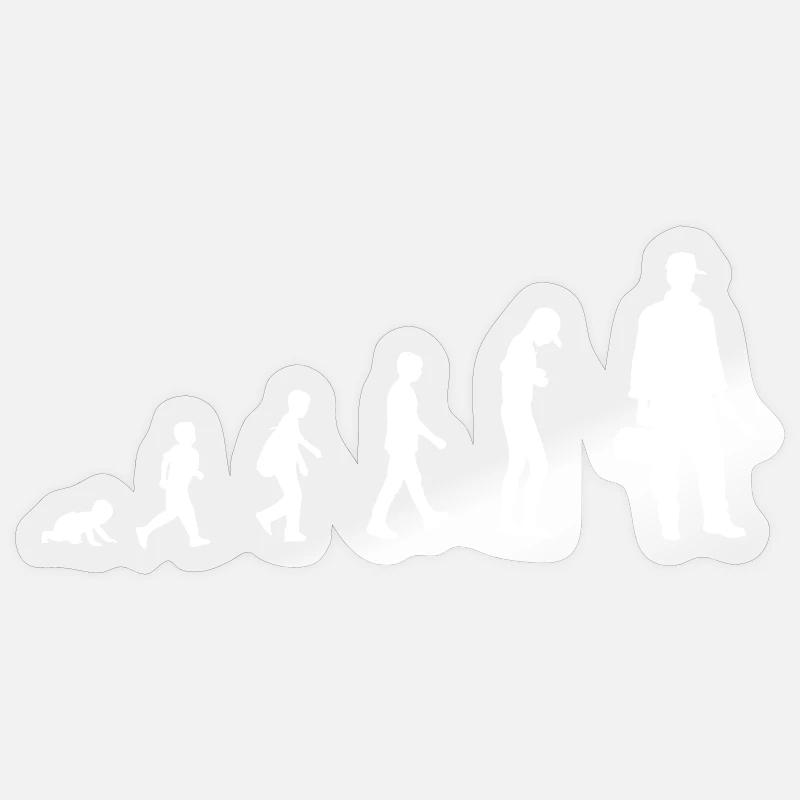 Évolution du bébé au plombier - Sticker taille S (10 x 10 cm) - brillant transparent