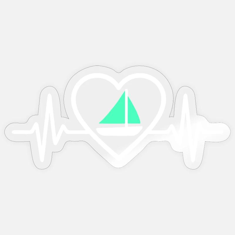 Cœur Voile – Passion Bateau - Sticker taille S (10 x 10 cm) - brillant transparent