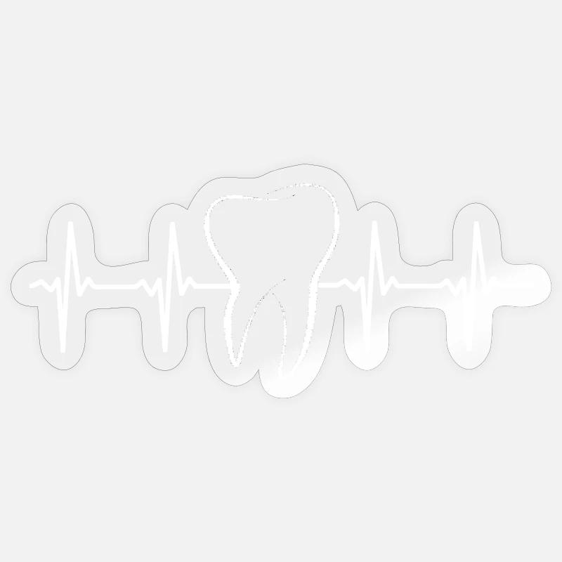 Tooth Heart Pulse Illustration - Sticker size S (10 x 10 cm) - transparent glossy