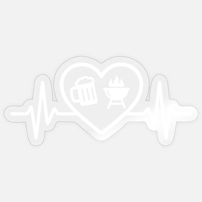 Coeur Bier-Barbecue - Sticker Größe S (10 x 10 cm) - Transparent glänzend