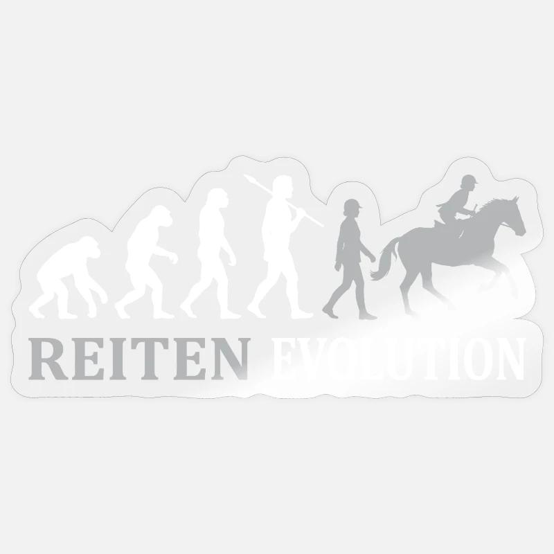 Reiten Evolution – Vom Affen zum Reiter Sticker Größe S (10 x 10 cm)