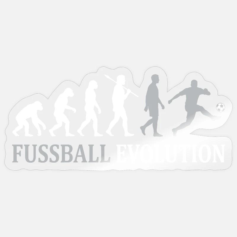 Fußball Evolution – Vom Affen zum Kicker - Sticker Größe S (10 x 10 cm) - Transparent glänzend