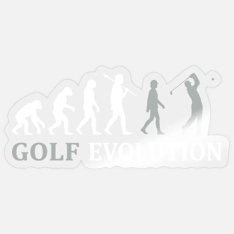 Golf Evolution – Das perfekte Golfer Geschenk - Sticker Größe S (10 x 10 cm) - Transparent glänzend
