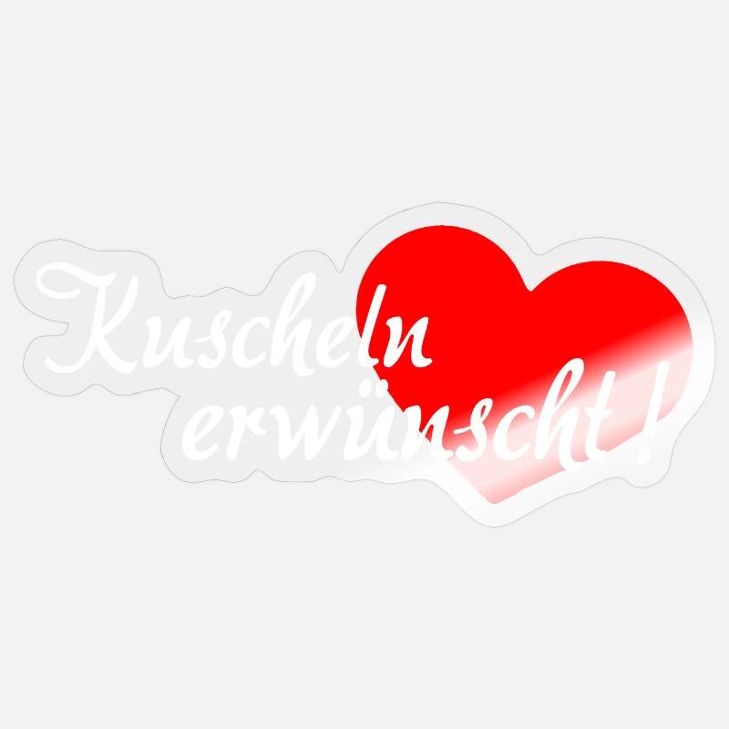 Cuddling Desired - White Red - Sticker size S (10 x 10 cm) - transparent glossy