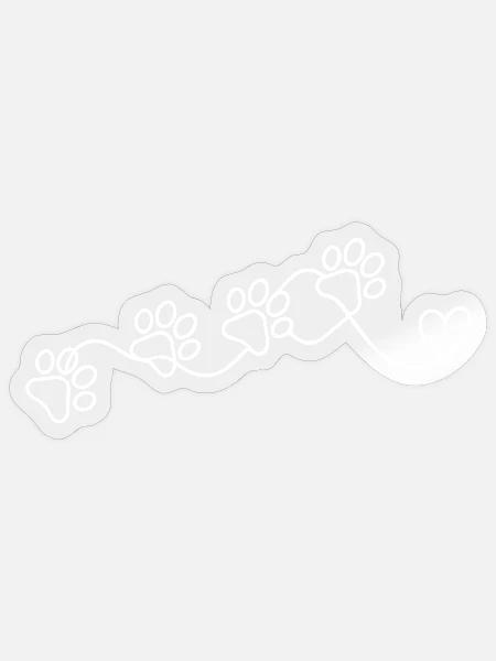 Pfotenspuren im Herzen – Minimalist One-Line Art - Sticker Größe S (10 x 10 cm) - Transparent glänzend