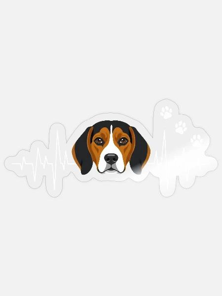 Herzschlaghund Beagle - Sticker Größe S (10 x 10 cm) - Transparent glänzend