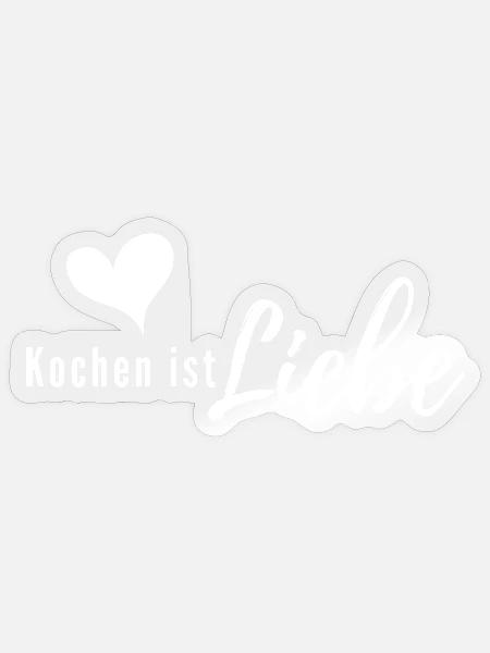 Kochen ist Liebe – Herzlogo - Sticker Größe S (10 x 10 cm) - Transparent glänzend