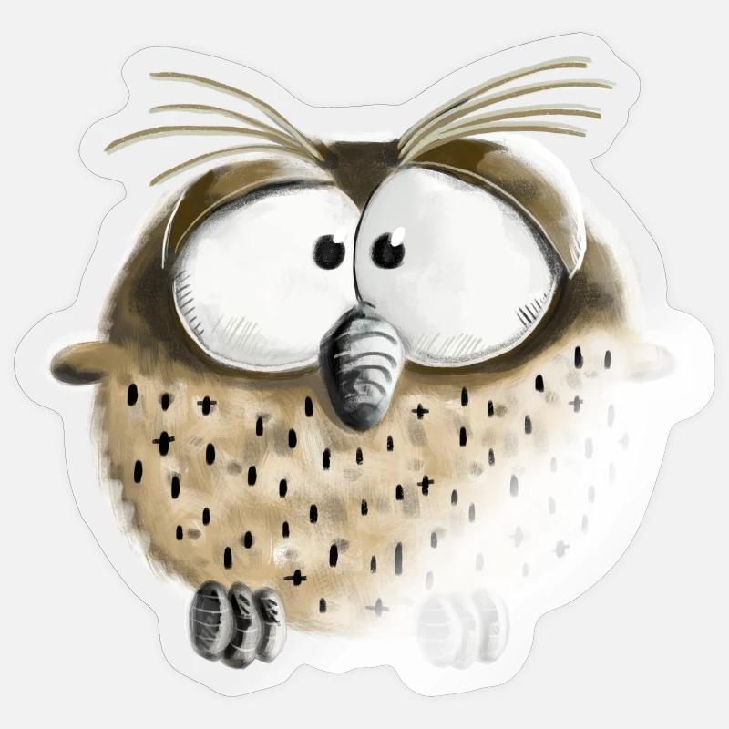 Witzige Eule I Kauz I Vogel I Comic Geschenk Sticker Größe S (10 x 10 cm)
