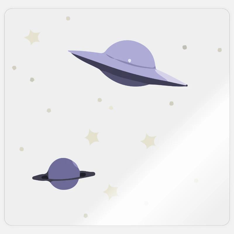 UFO in space - Sticker size S (10 x 10 cm) - transparent glossy