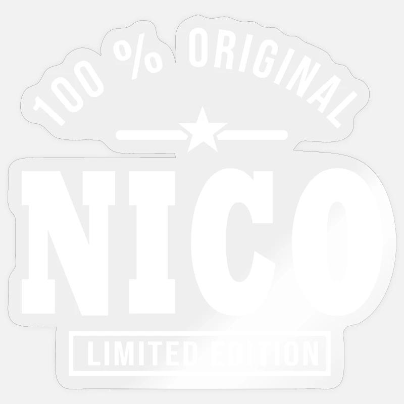 Geschenk Nico personalisierter Name nico - Sticker Größe S (10 x 10 cm) - Transparent glänzend