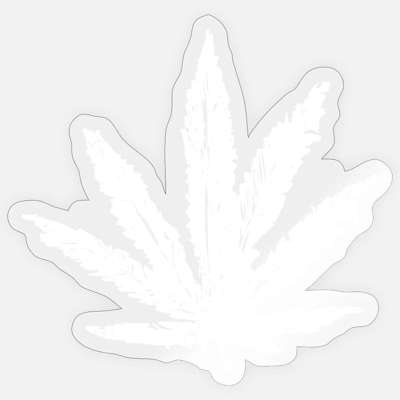 Feuille de chanvre blanche Sticker taille S (10 x 10 cm)