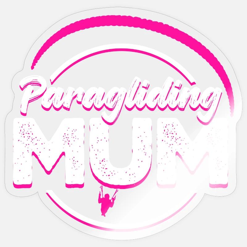 Paragliding Mum pink - Sticker size S (10 x 10 cm) - transparent glossy
