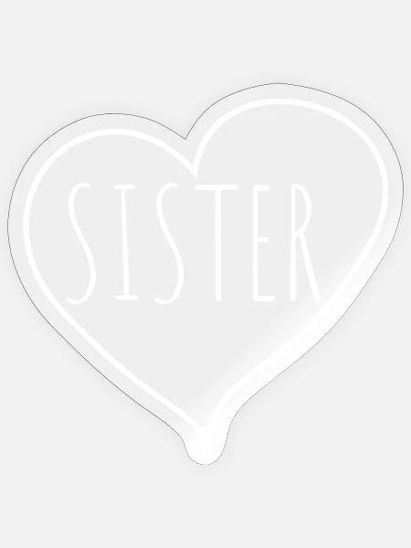 Schwester Herz - Sticker Größe S (10 x 10 cm) - Transparent glänzend