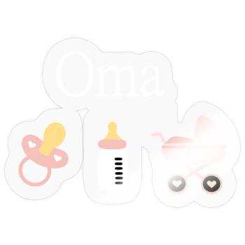 Oma 2023 Geburt Mädchen Vorlage personalisierbar - Sticker Größe S (10 x 10 cm) - Transparent glänzend - Vorne