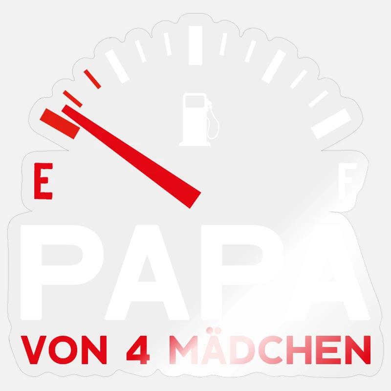VATER VIER TÖCHTER PAPA VON 4 MÄDCHEN VATERTAG - Sticker Größe S (10 x 10 cm) - Transparent glänzend