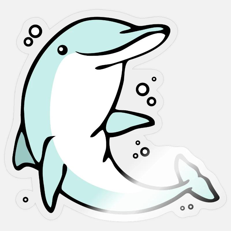 drolliger Delphin Schulanfang Delphinschule Sticker Größe S (10 x 10 cm)