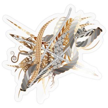motif artistique en filigrane fait de rubans et de plumes - Sticker taille S (10 x 10 cm) - brillant transparent - Devant