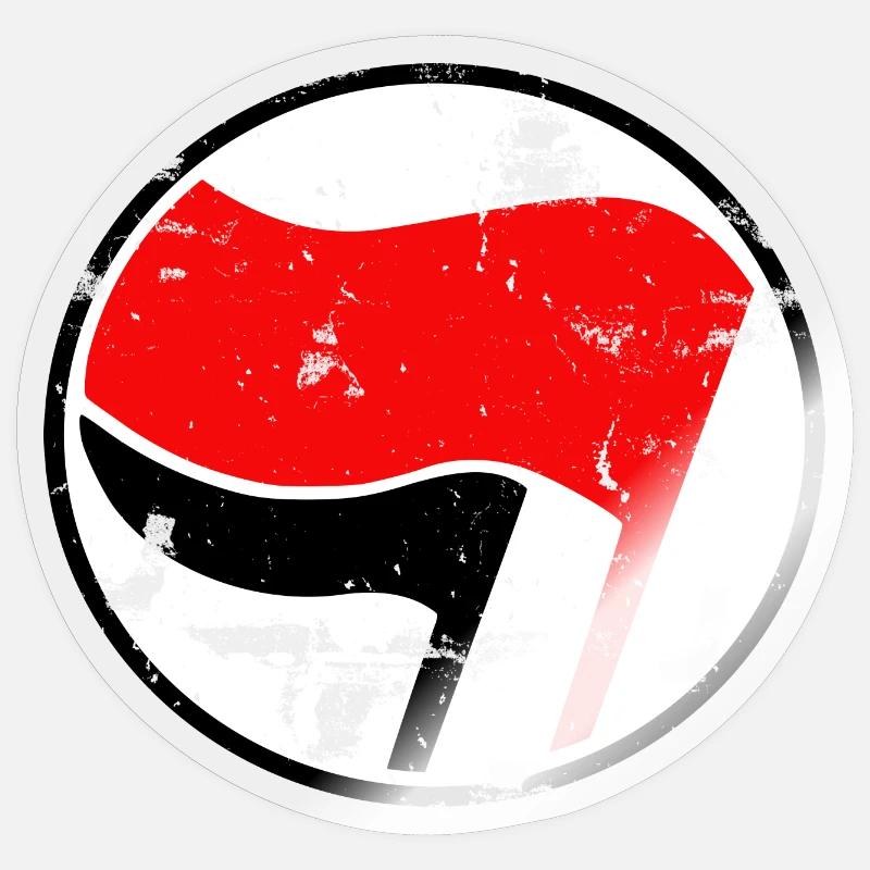 Logo des drapeaux Antifa grunge Sticker taille S (10 x 10 cm)