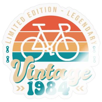 1984 Anniversary Bicycle Cyclist Born in 1984 - Sticker size S (10 x 10 cm) - transparent glossy - Front