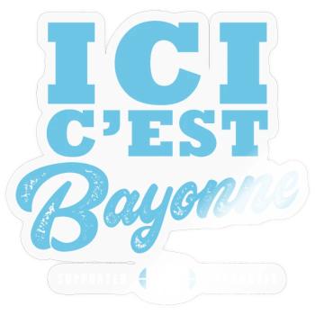 Rugby Supporter Rugby Bayonne Bayonnais - Sticker taille S (10 x 10 cm) - brillant transparent - Devant