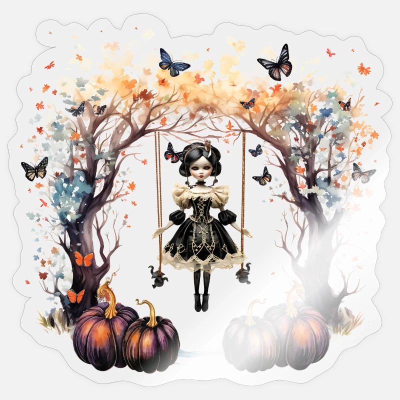 Poupée effrayante - Sticker taille S (10 x 10 cm) - brillant transparent