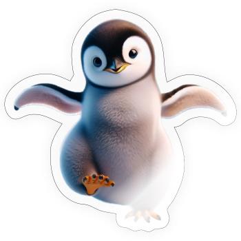 Ein fröhlich tanzender Pinguin - Sticker Größe S (10 x 10 cm) - Transparent glänzend - Vorne
