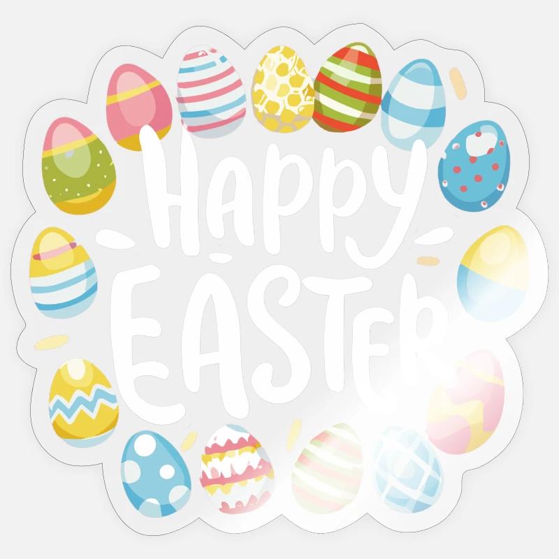 Joyeuses Pâques avec des œufs de Pâques Sticker taille S (10 x 10 cm)