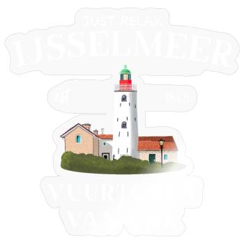 Phare d’Urk, IJsselmeer Pays-Bas, Dessin - Sticker taille S (10 x 10 cm) - brillant transparent - Devant