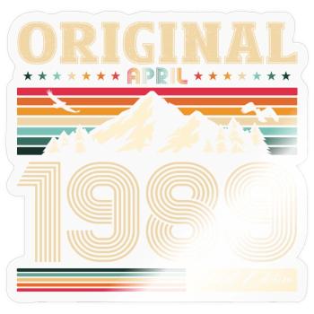 35th Birthday Husband Original April Vintage 1989 - Sticker size S (10 x 10 cm) - transparent glossy - Front
