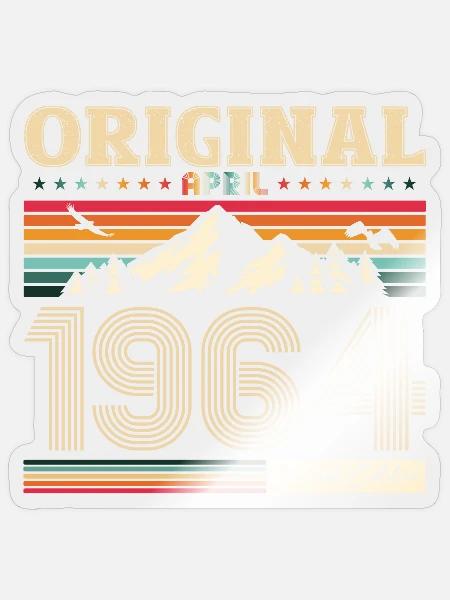 60. Geburtstag Mann Original April Jahrgang 1964 - Sticker Größe S (10 x 10 cm) - Transparent glänzend