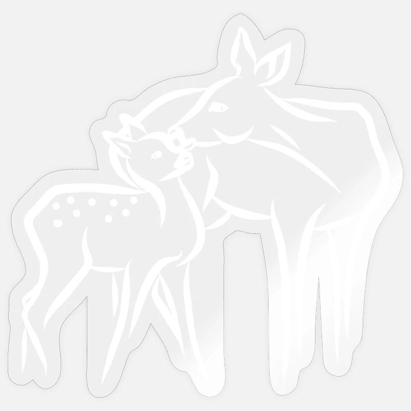 Chevreuil au faon Sticker taille S (10 x 10 cm)