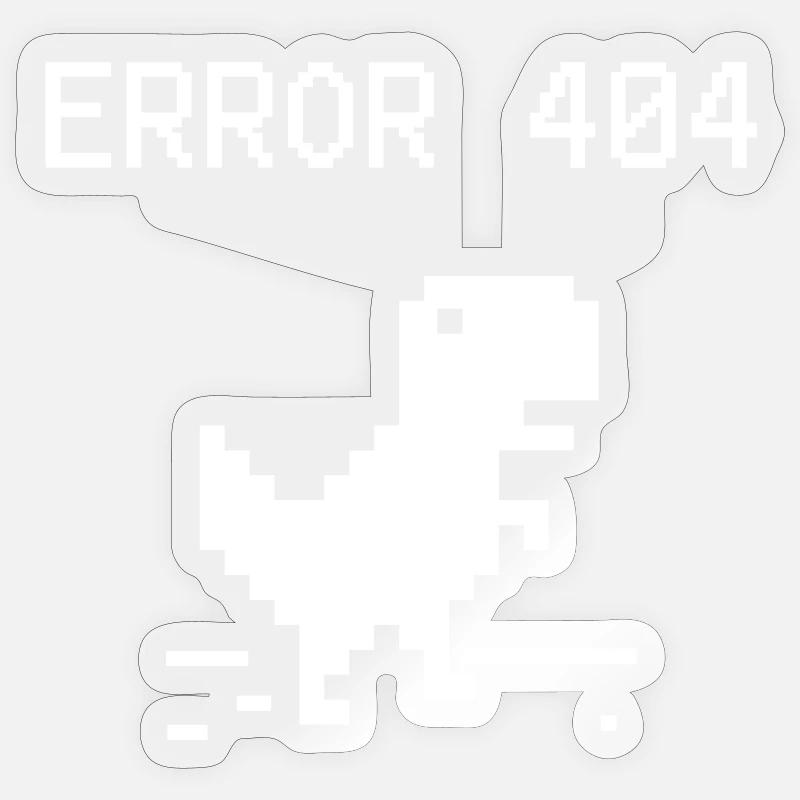 Pixel Dino 404 Fehler T-Stück - Sticker Größe S (10 x 10 cm) - Transparent glänzend