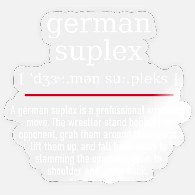 german suplex - spelling and description - Sticker Größe S (10 x 10 cm) - Transparent glänzend