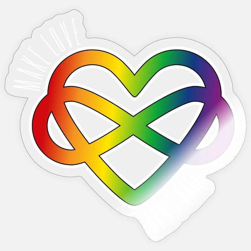 Polyamory Heart: Make Love & Don't Hate (white) Sticker size S (10 x 10 cm)