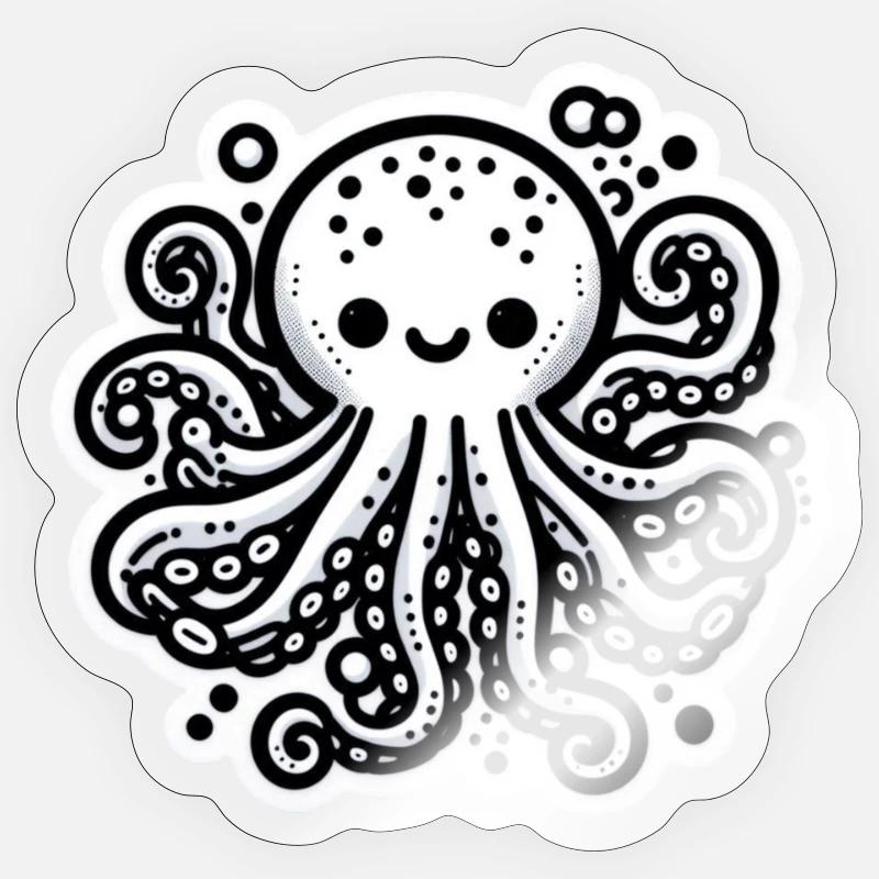 Octopus Octopus White Sticker - Sticker size S (10 x 10 cm) - transparent glossy