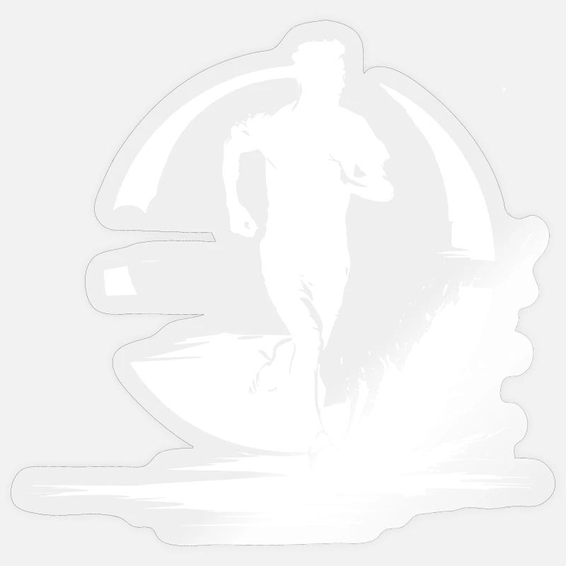 Dessin de garçon marathon - Sticker taille S (10 x 10 cm) - brillant transparent