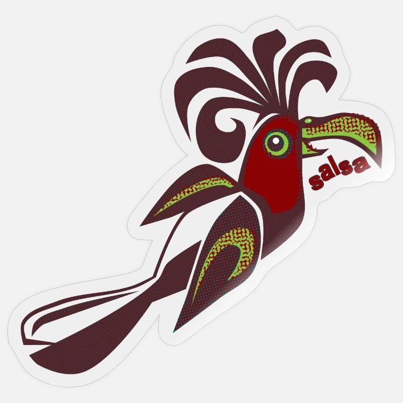 Paradiesvogel Salsa Vogel calypso retro tanzen Sticker Größe S (10 x 10 cm)