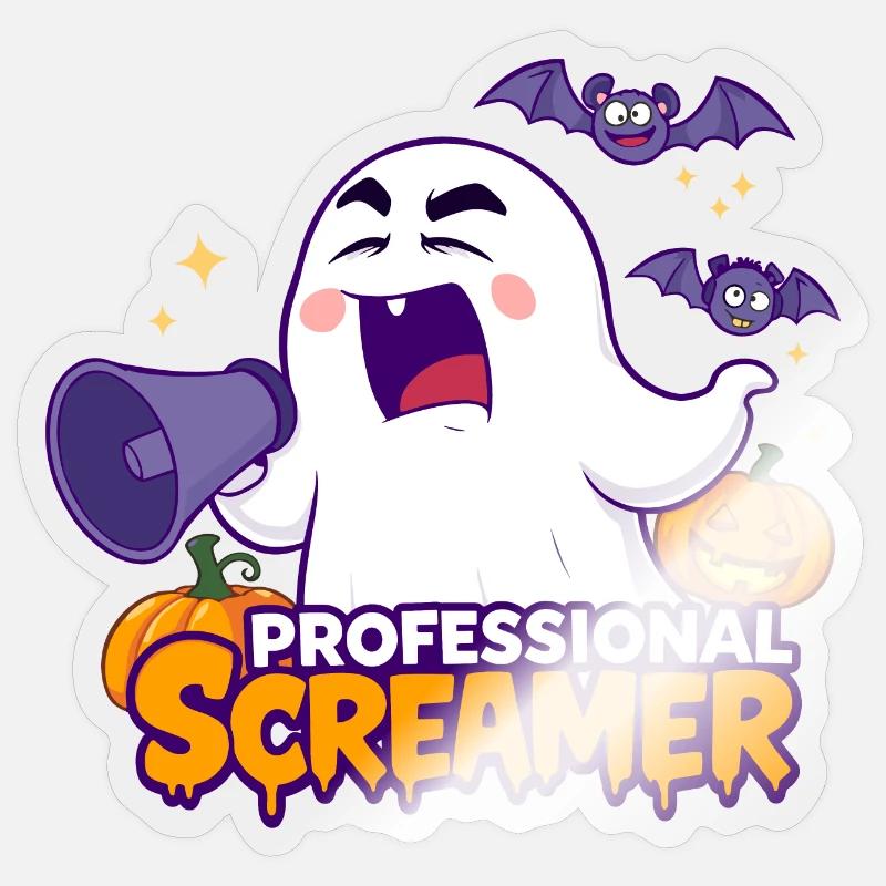 Funny Ghost – Professional Screamer - Sticker size S (10 x 10 cm) - transparent glossy