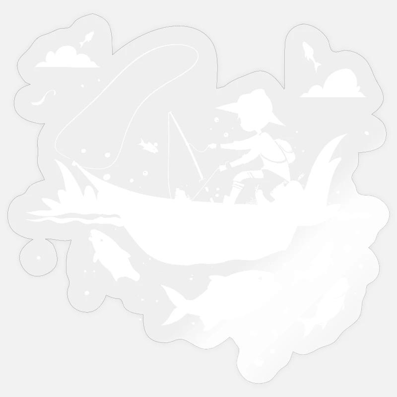 Fishing Comic Look - Sticker size S (10 x 10 cm) - transparent glossy