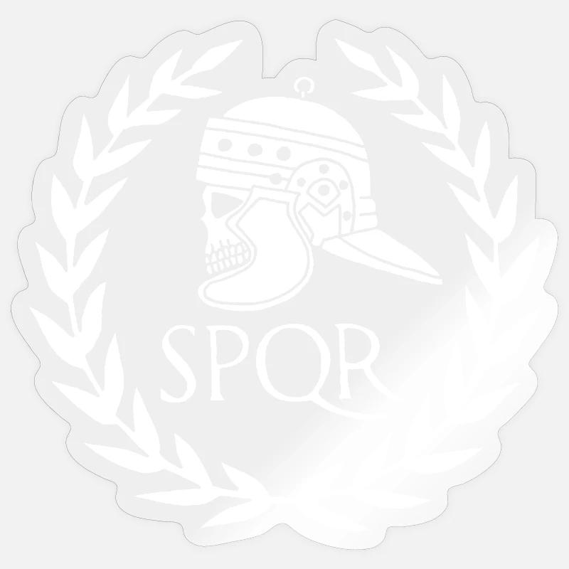 Empire romain et crâne blanc - Sticker taille S (10 x 10 cm) - brillant transparent