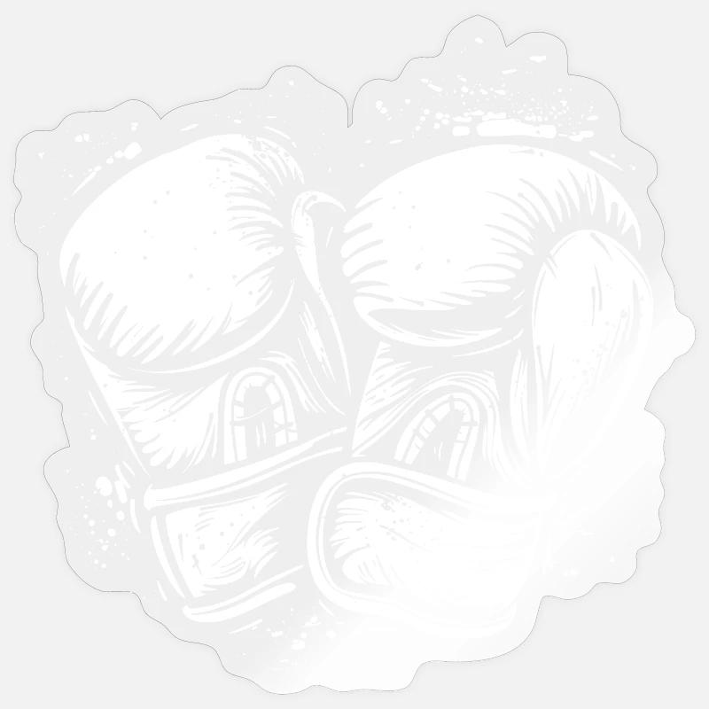 Boxhandschuhe Zeichnung - Sticker Größe S (10 x 10 cm) - Transparent glänzend