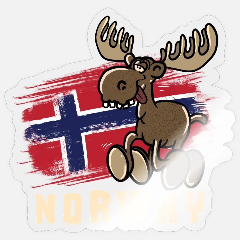 Norway - Moose - Sticker Größe S (10 x 10 cm) - Transparent glänzend