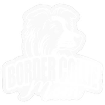 « Border Collie Mom » avec tête de chien - Sticker taille S (10 x 10 cm) - brillant transparent - Devant